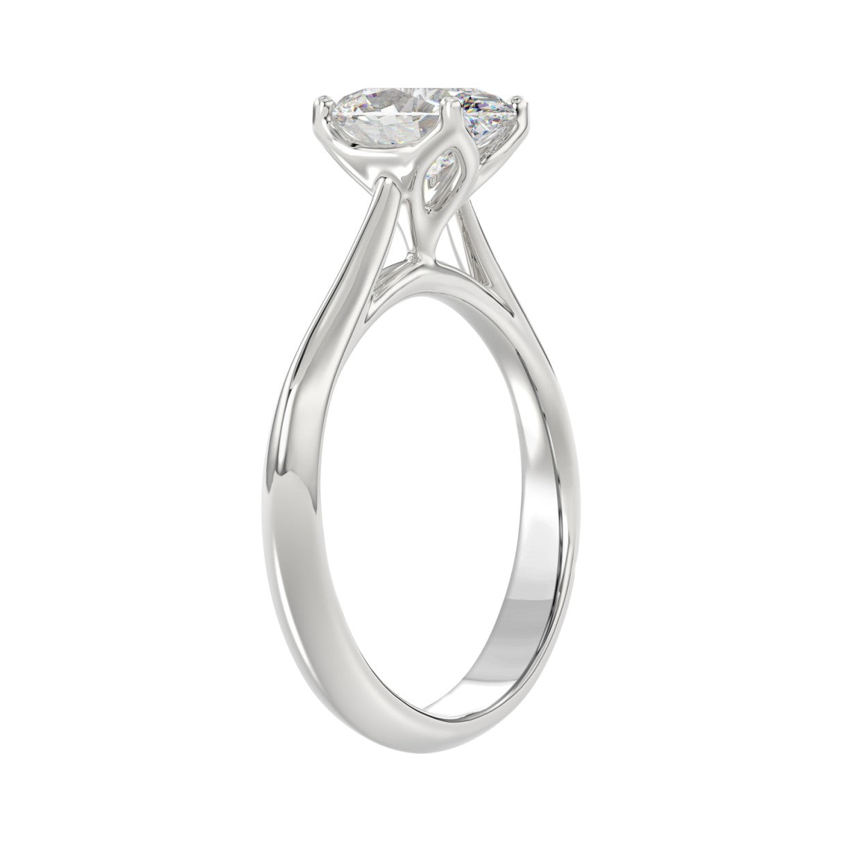 LADIES SOLITAIRE RING 1 1/2CT OVAL DIAMOND 14K WHITE GOLD