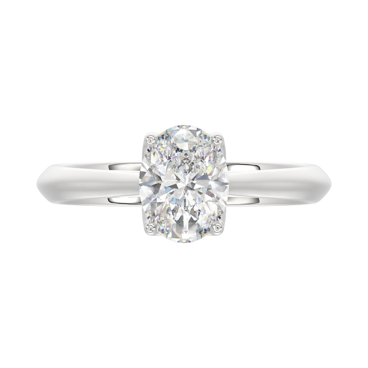 LADIES SOLITAIRE RING 1 1/2CT OVAL DIAMOND 14K WHITE GOLD