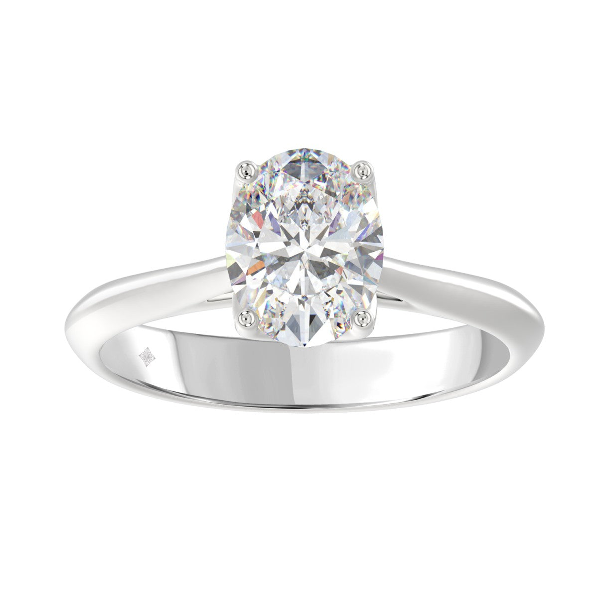 LADIES SOLITAIRE RING 2CT OVAL DIAMOND 14K WHITE GOLD