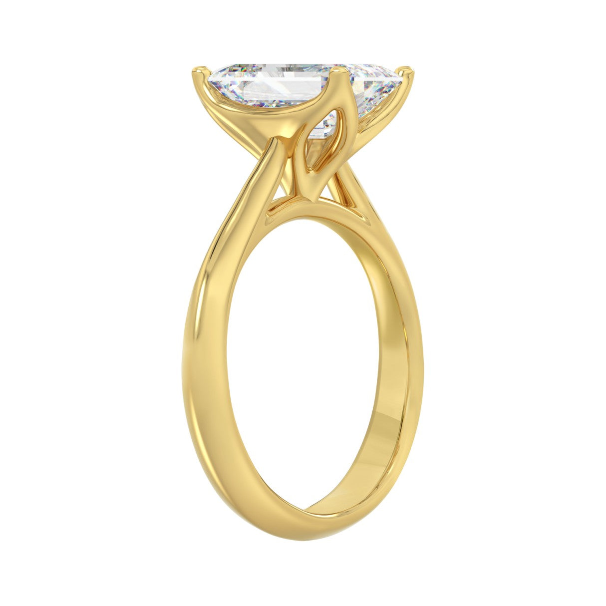 LADIES SOLITAIRE RING 3CT EMERALD DIAMOND 14K YELLOW GOLD (CENTER STONE EMERALD DIAMOND 3CT )