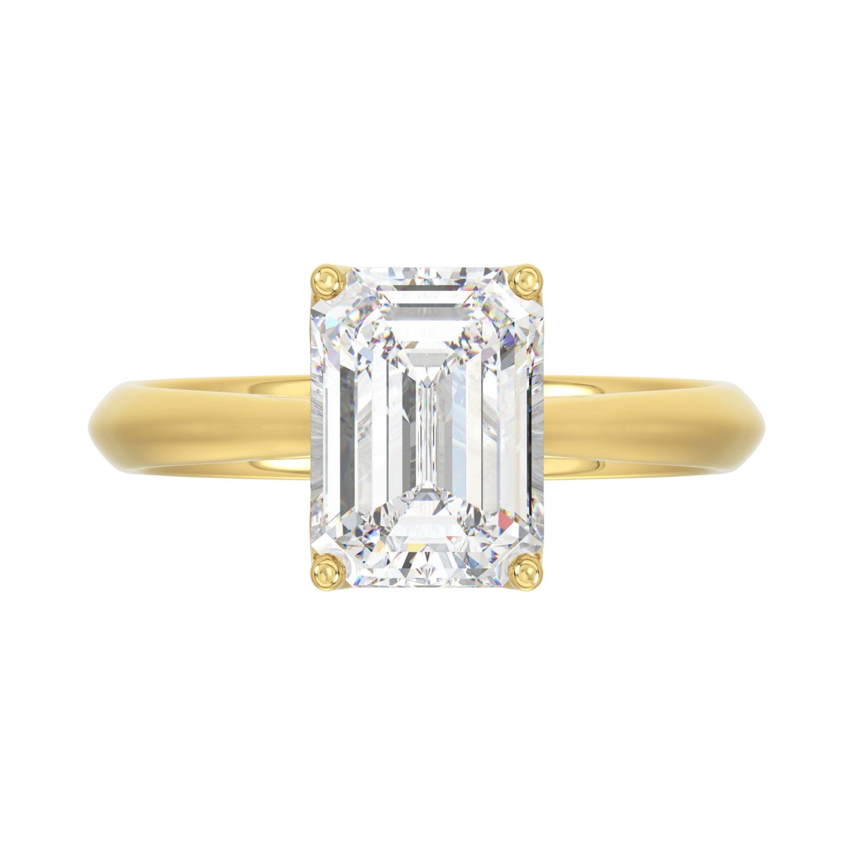 LADIES SOLITAIRE RING 3CT EMERALD DIAMOND 14K YELLOW GOLD (CENTER STONE EMERALD DIAMOND 3CT )