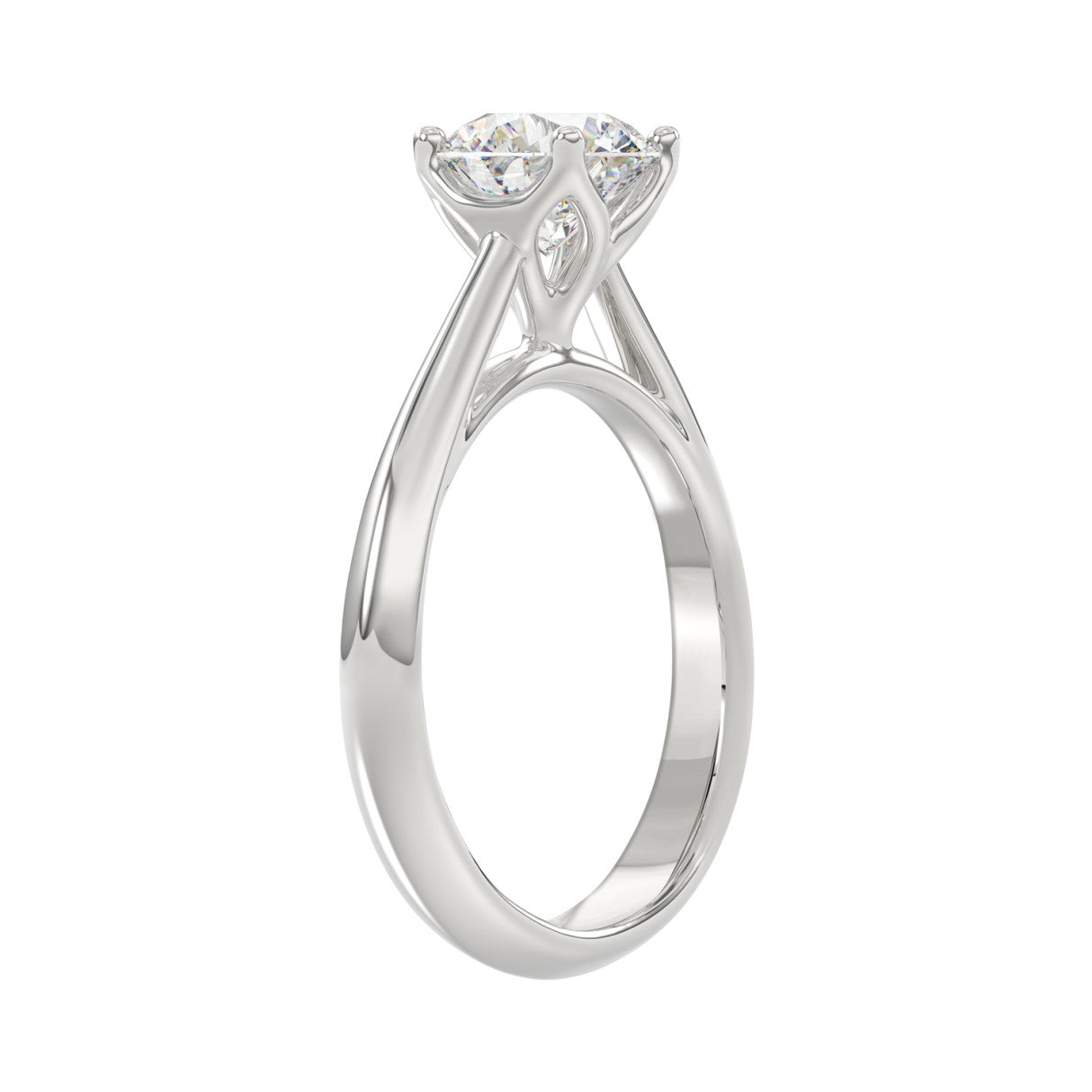 LADIES SOLITAIRE RING 1 1/2CT ROUND DIAMOND 14K WHITE GOLD