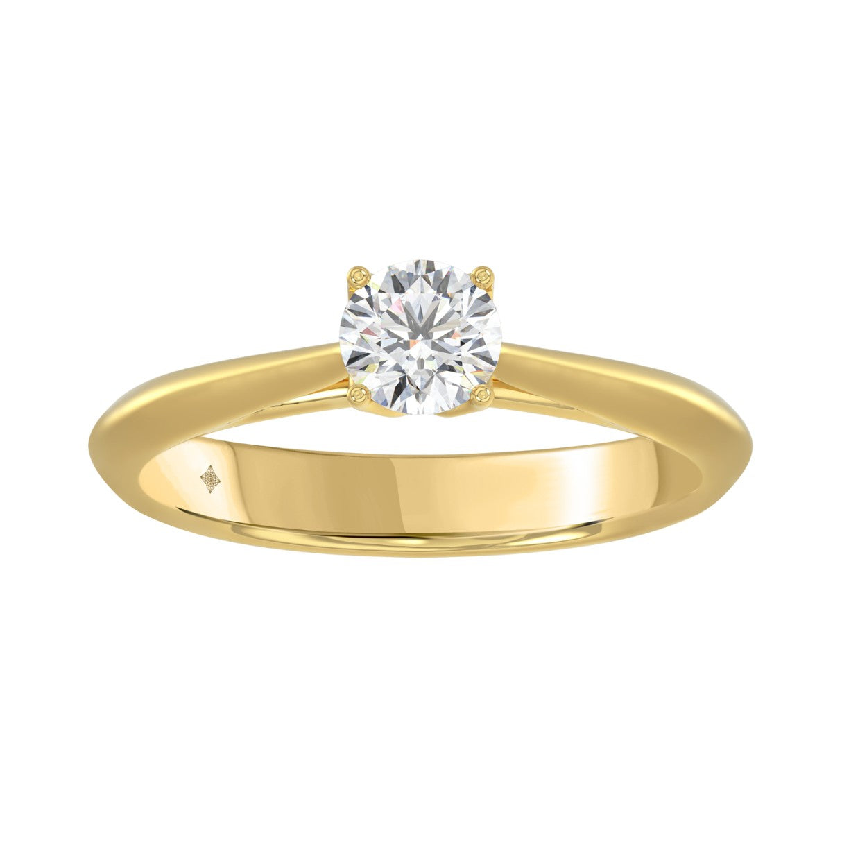 LADIES SOLITAIRE RING 1/2CT ROUND DIAMOND 14K YELLOW GOLD