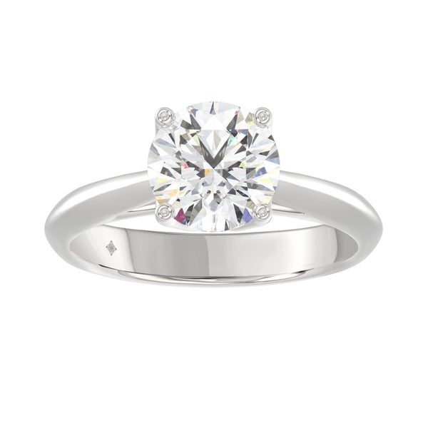 LADIES SOLITAIRE RING 2CT ROUND DIAMOND 14K WHITE GOLD