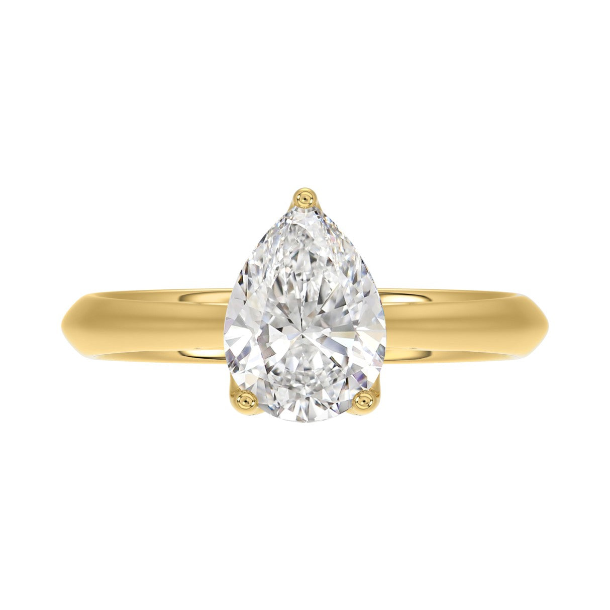 LADIES SOLITAIRE RING 2CT PEAR DIAMOND 14K YELLOW GOLD