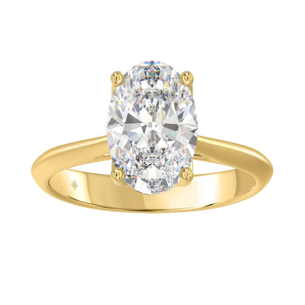 LADIES SOLITAIRE RING 3CT OVAL DIAMOND 14K YELLOW GOLD