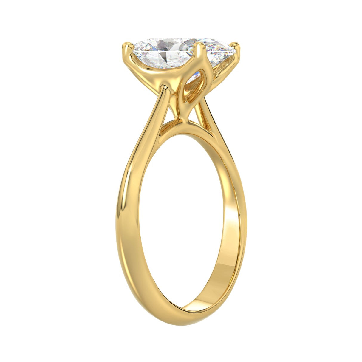 LADIES SOLITAIRE RING 3CT OVAL DIAMOND 14K YELLOW GOLD