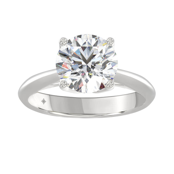 LADIES SOLITAIRE RING 3CT ROUND DIAMOND 14K WHITE GOLD