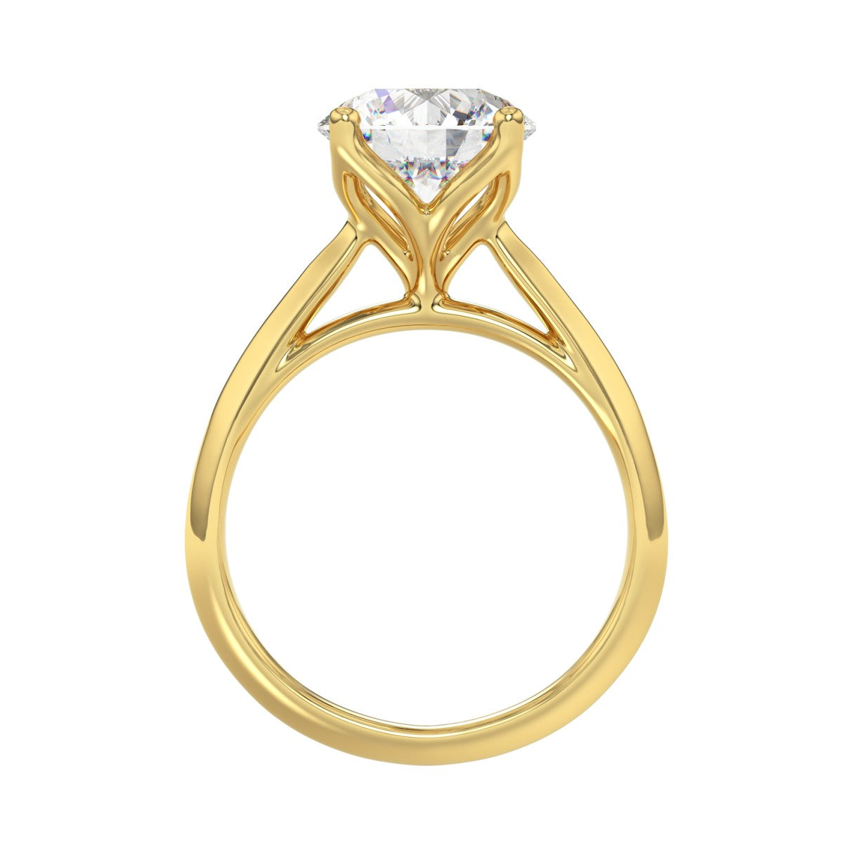 LADIES SOLITAIRE RING 3CT ROUND DIAMOND 14K YELLOW GOLD