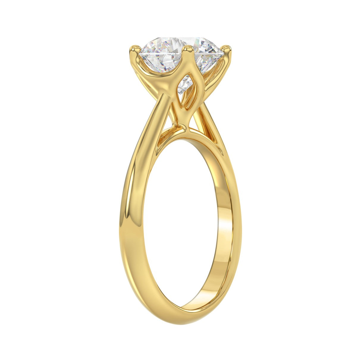 LADIES SOLITAIRE RING 3CT ROUND DIAMOND 14K YELLOW GOLD