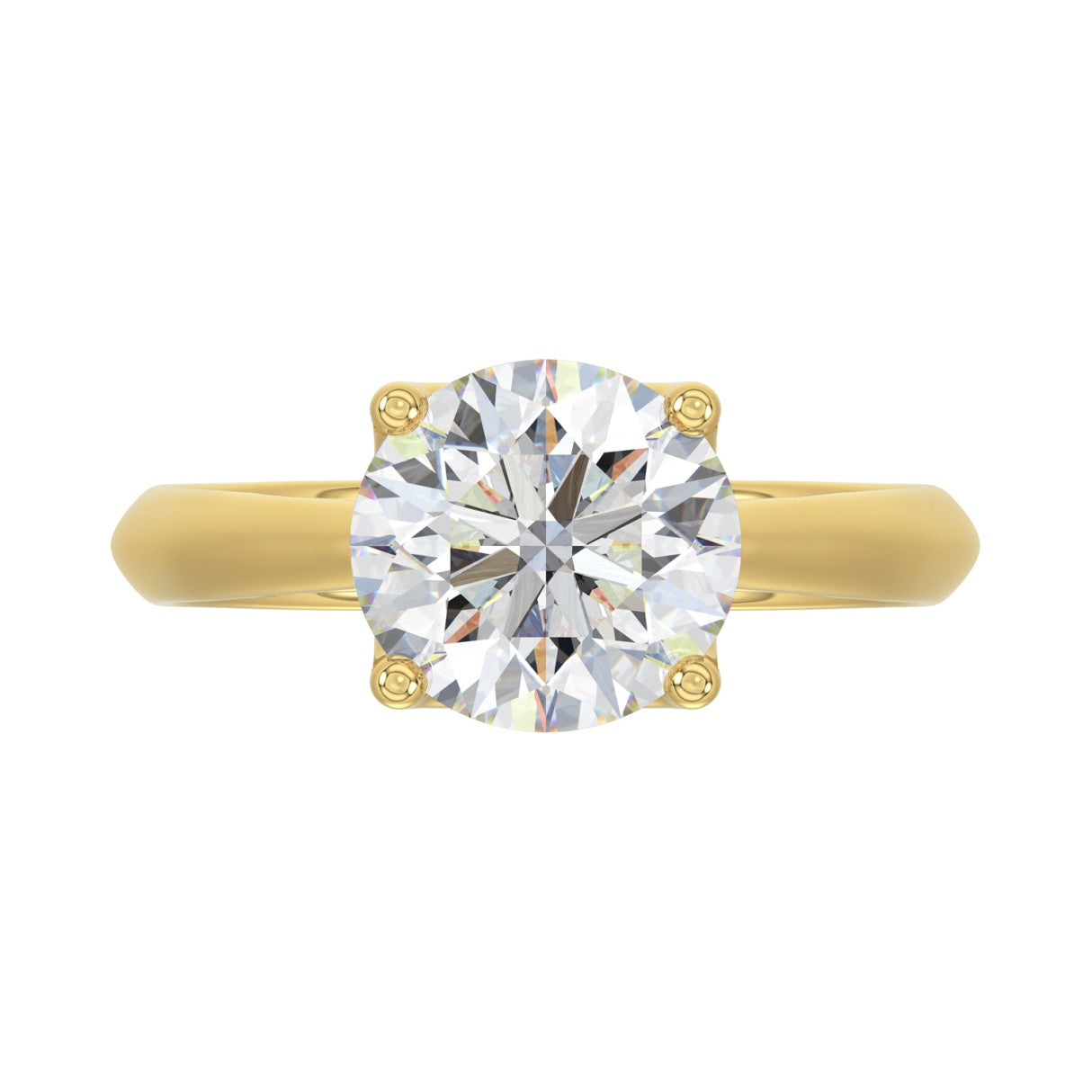 LADIES SOLITAIRE RING 3CT ROUND DIAMOND 14K YELLOW GOLD