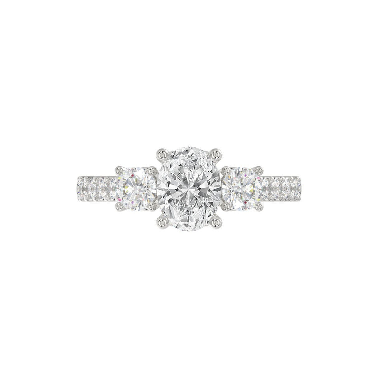 LADIES RING 2 1/2CT OVAL/ROUND DIAMOND 14K WHITE GOLD (CENTER STONE OVAL DIAMOND 1 1/2CT )