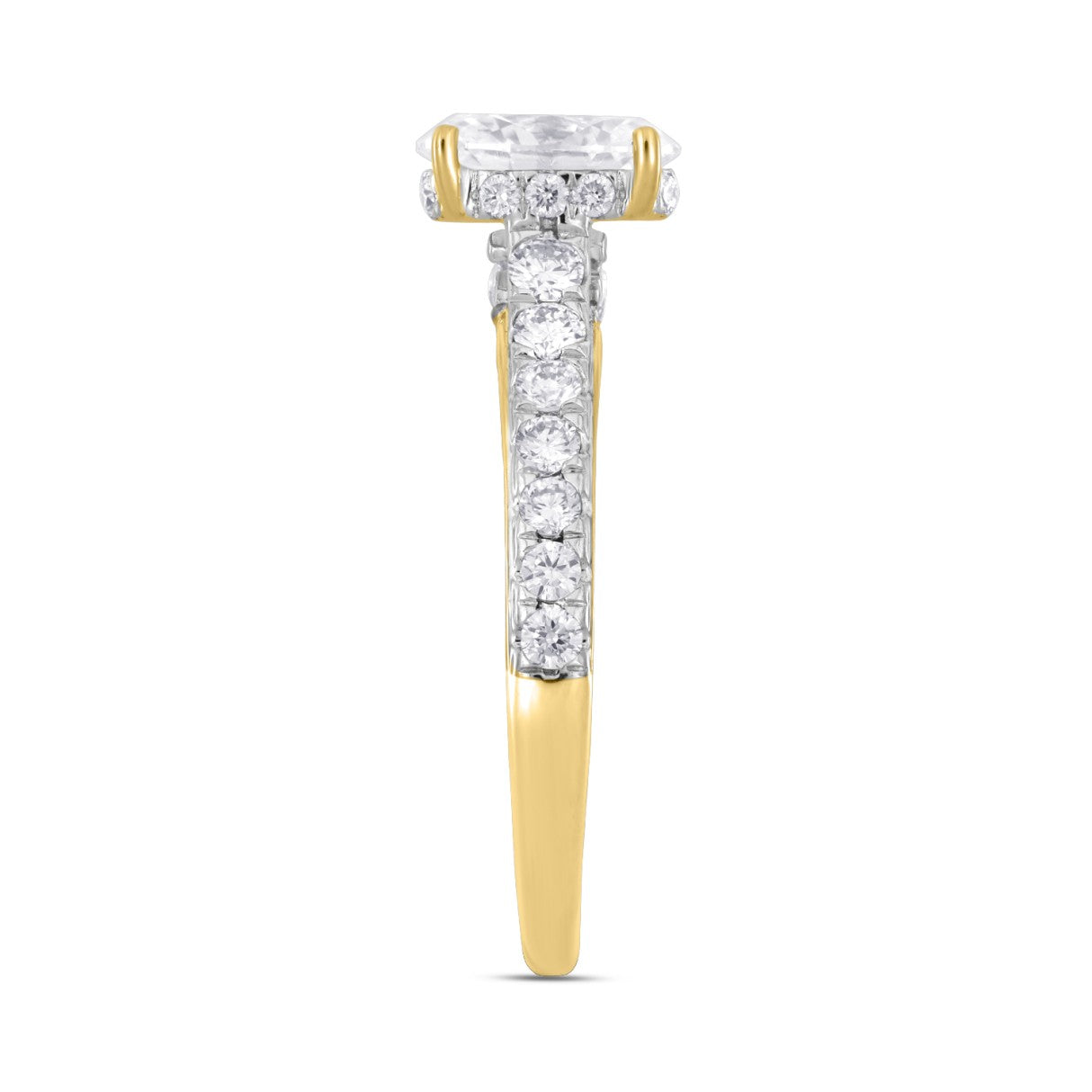 LADIES RING 1 3/4CT ROUND/OVAL DIAMOND 14K YELLOW GOLD (CENTER STONE OVAL DIAMOND 1CT )