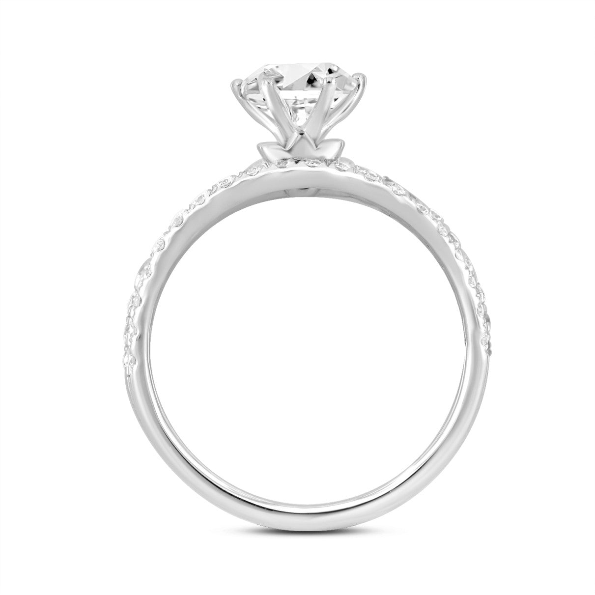 LADIES BRIDAL SET 1 1/2CT ROUND DIAMOND 14K WHITE GOLD