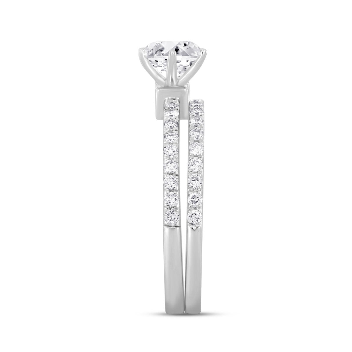 LADIES BRIDAL SET 1 1/2CT ROUND DIAMOND 14K WHITE GOLD