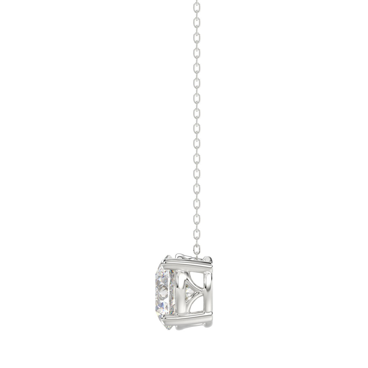 14K WHITE GOLD 1.00CT ROUND DIAMOND LADIES SOLITAIRE PENDANT WITH UNDER-PASS CHAIN (CENTER STONE ROUND DIAMOND 1CT)