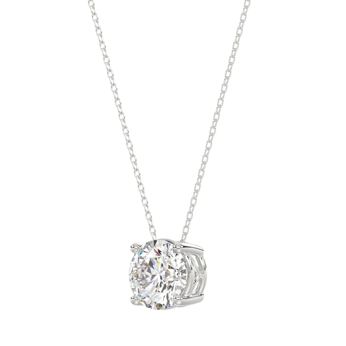 14K WHITE GOLD 1.00CT ROUND DIAMOND LADIES SOLITAIRE PENDANT WITH UNDER-PASS CHAIN (CENTER STONE ROUND DIAMOND 1CT)