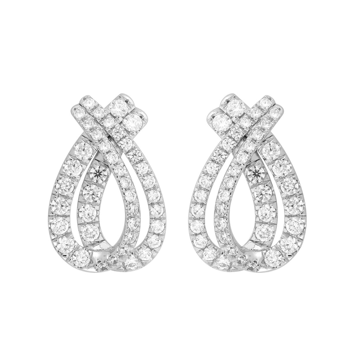 14K WHITE GOLD 2CT ROUND DIAMOND LADIES EARRINGS 