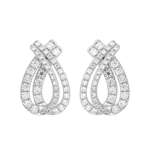 14K WHITE GOLD 2CT ROUND DIAMOND LADIES EARRINGS 