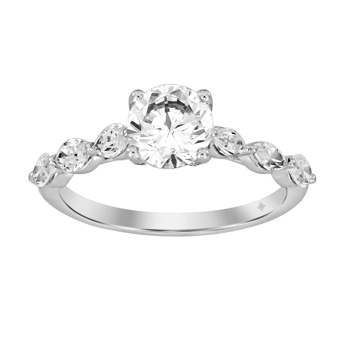 14K WHITE GOLD 1 3/4CT ROUND/MARQUISE DIAMOND LADIES RING