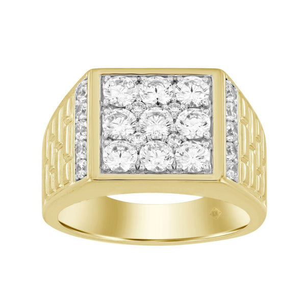 14K YELLOW GOLD 1 3/4CT ROUND DIAMOND MEN'S RING