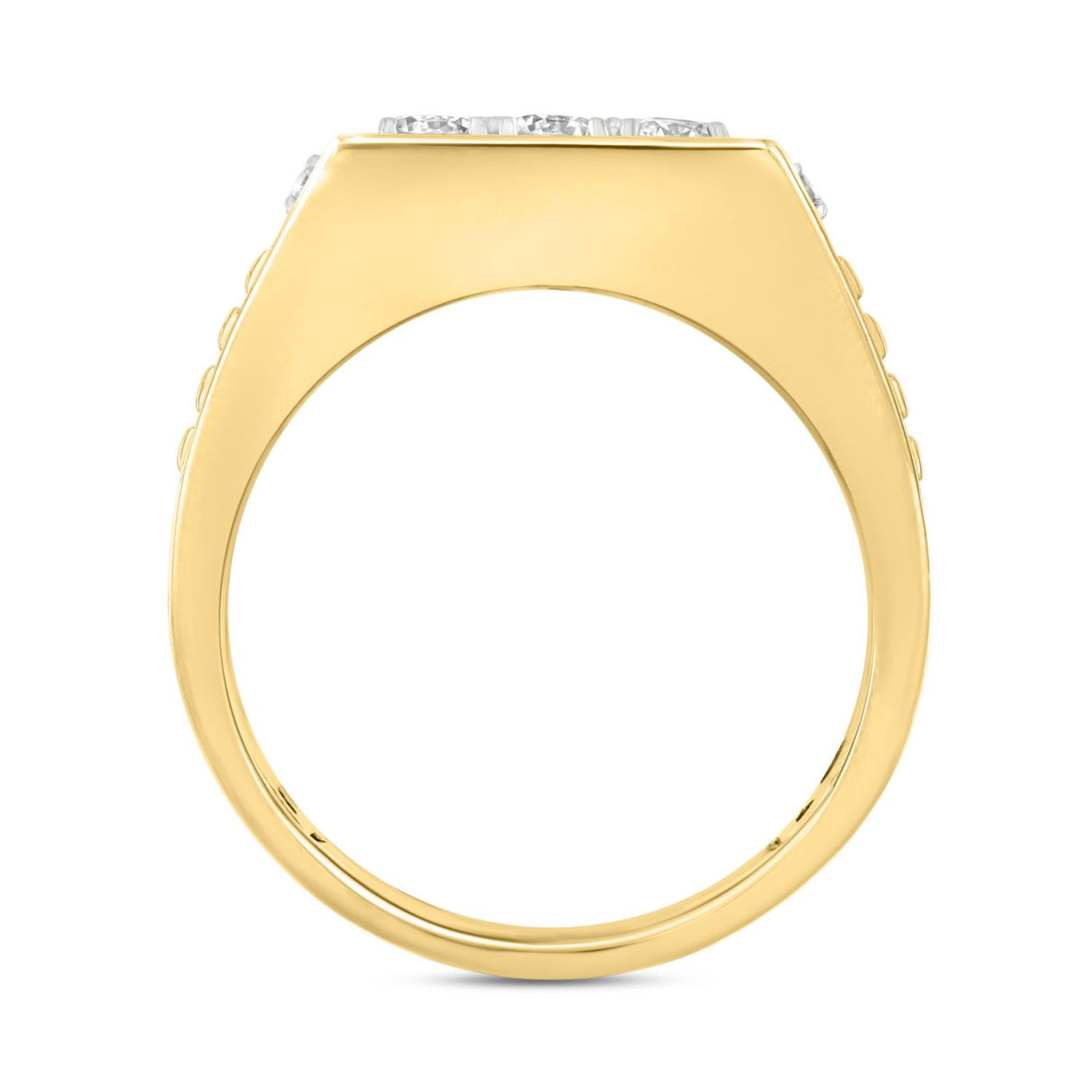 14K YELLOW GOLD 1 3/4CT ROUND DIAMOND MEN'S RING