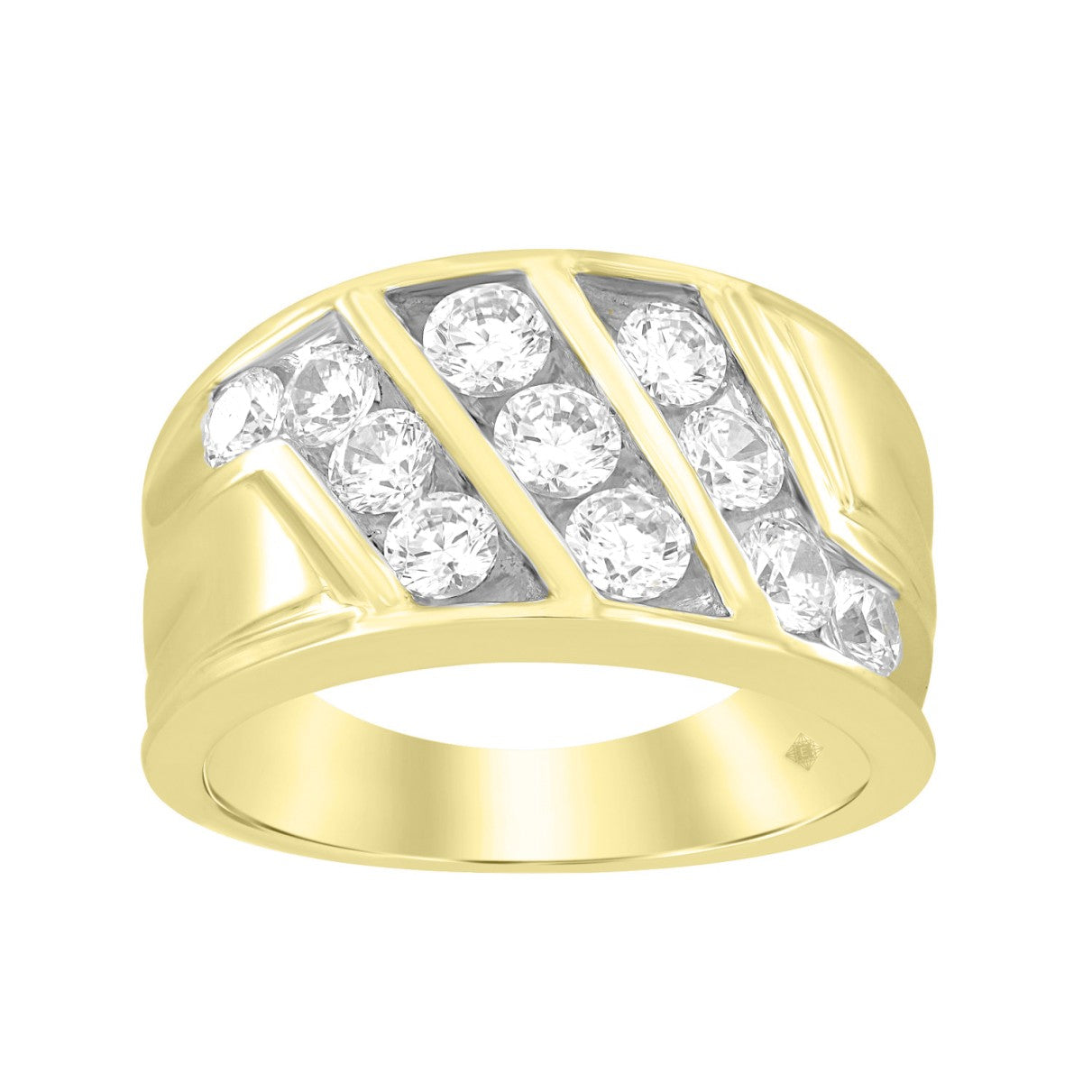 14K YELLOW GOLD 2CT ROUND DIAMOND MENS RING