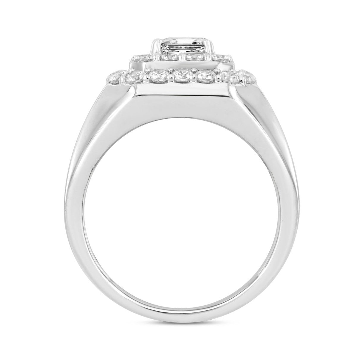 14K WHITE GOLD 2 1/2CT ROUND/PRINCESS DIAMOND MENS RING