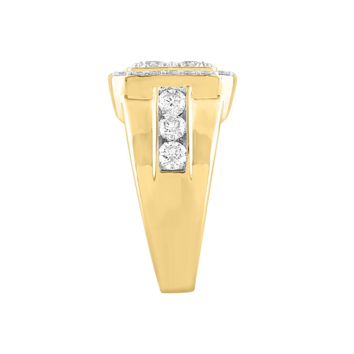 14K YELLOW GOLD 3CT ROUND DIAMOND MENS RING