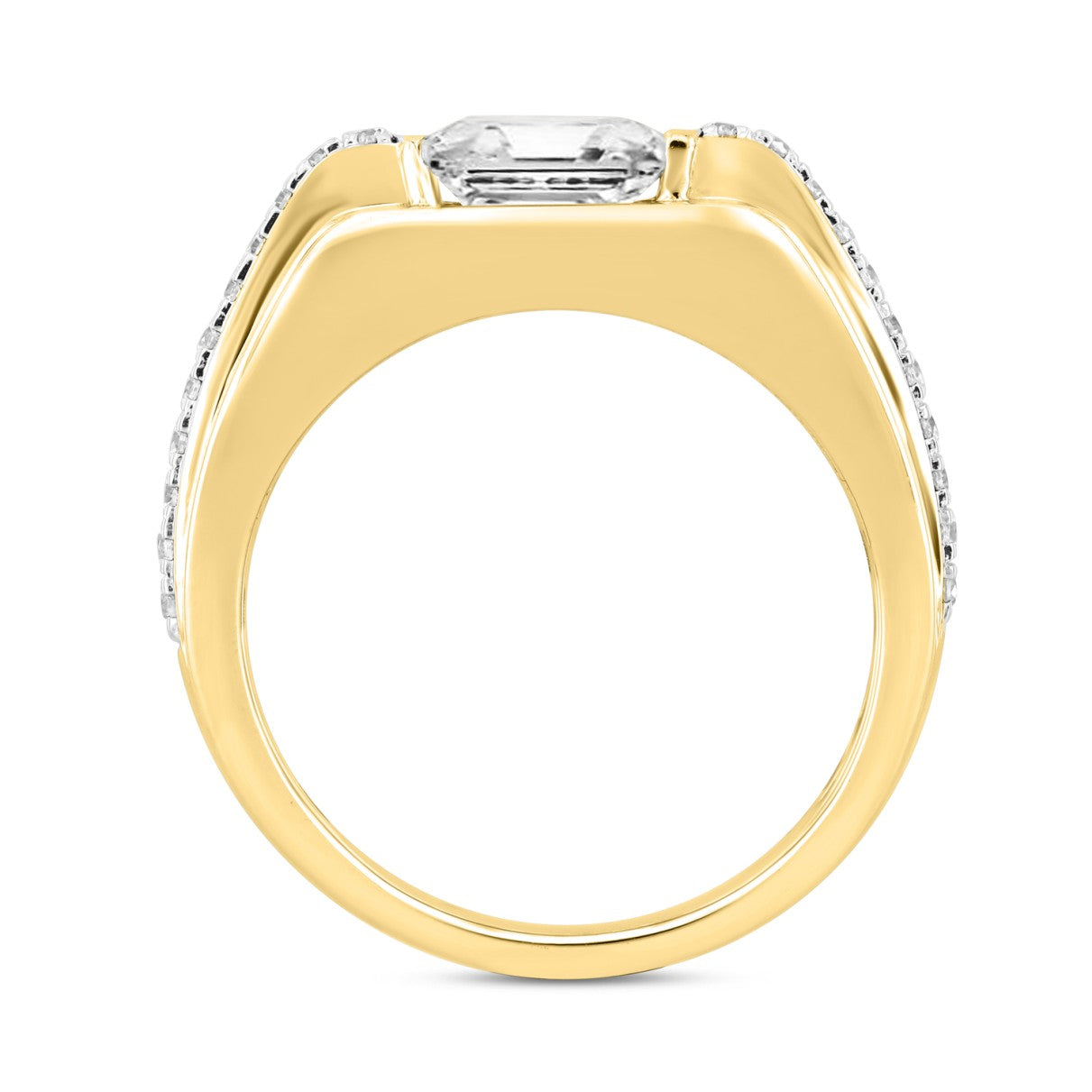 MEN'S RING 3 1/2CT ROUND/PRINCESS DIAMOND 14K YELLOW GOLD