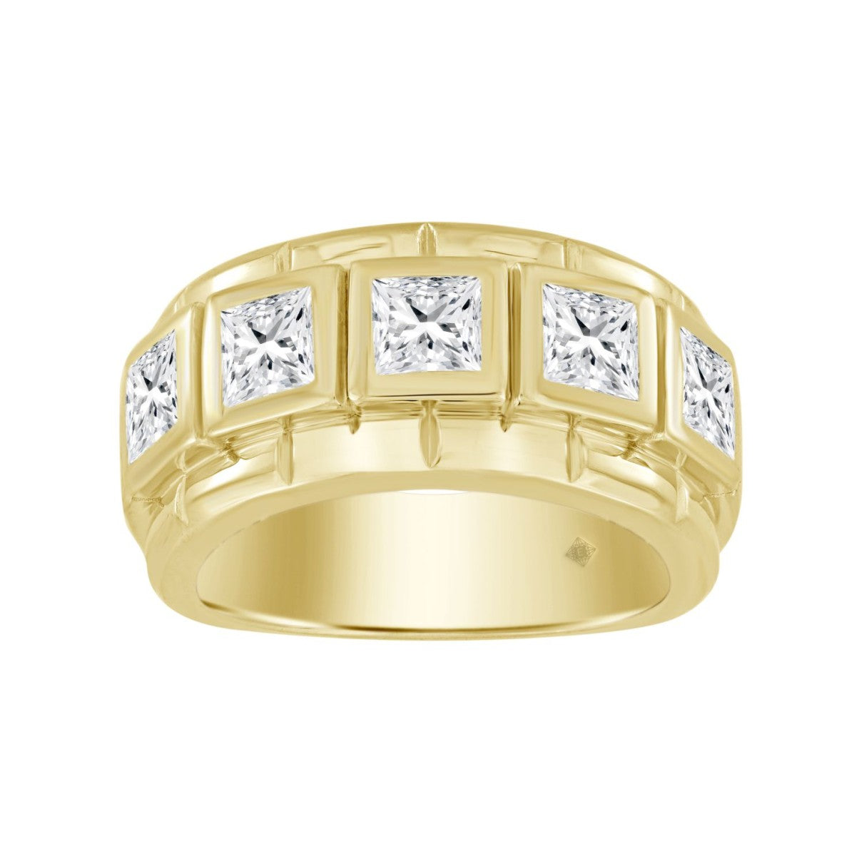 14K YELLOW GOLD 2 1/2CT ROUND/PRINCESS DIAMOND MENS RING