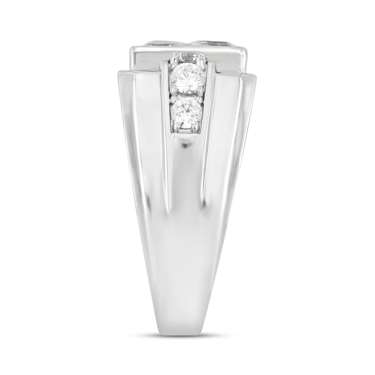 MEN'S RING 2 3/4CT ROUND/PRINCESS DIAMOND 14K WHITE GOLD