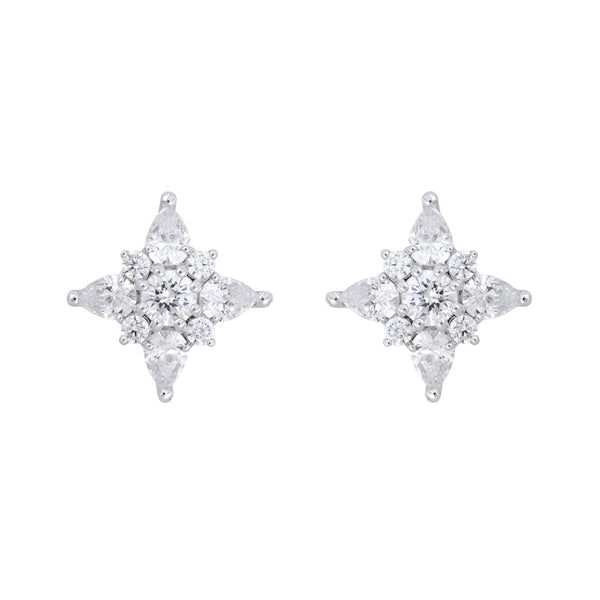 14K WHITE GOLD 1CT ROUND/PEAR DIAMOND LADIES EARRINGS 
