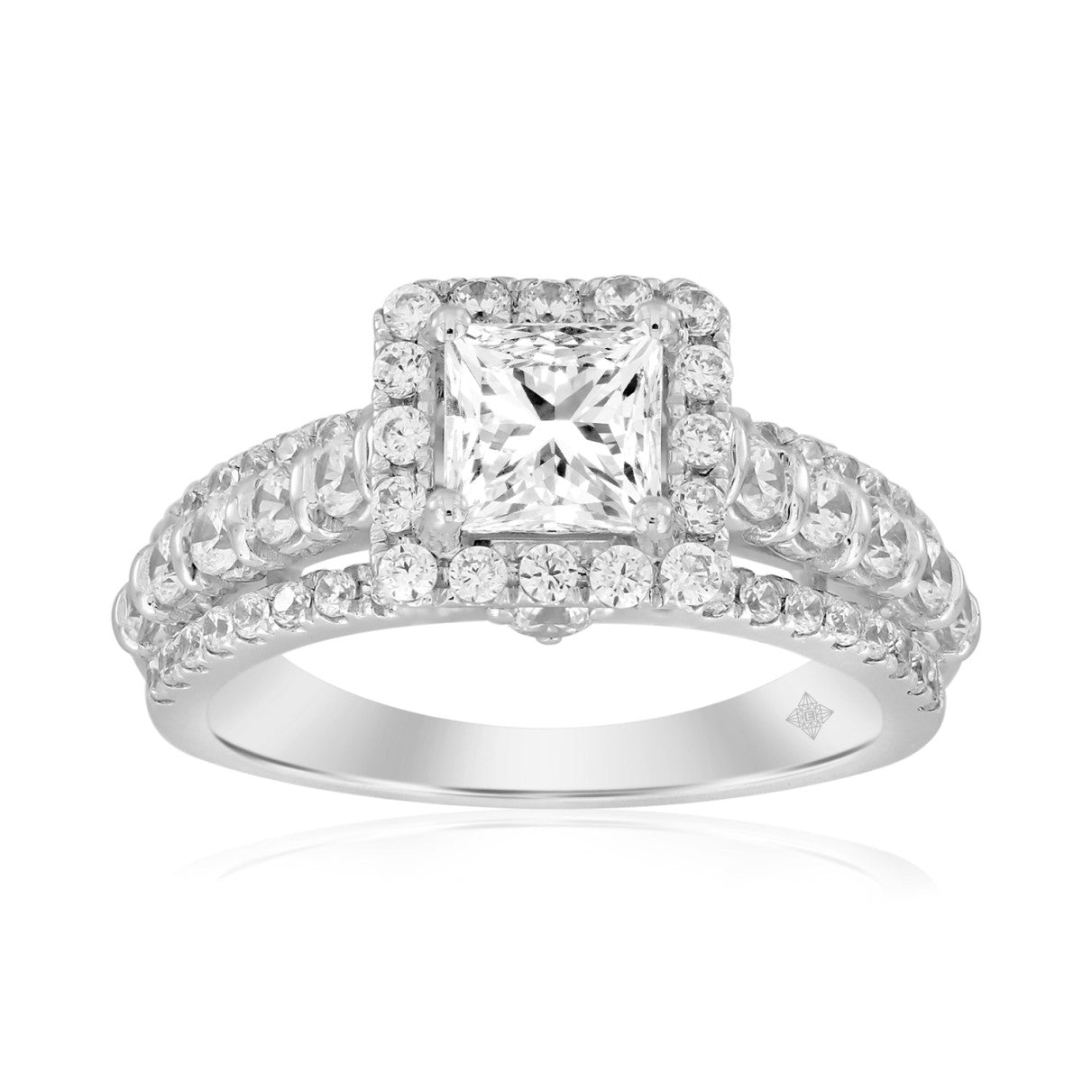 14K WHITE GOLD 2CT ROUND/PRINCESS DIAMOND LADIES RING