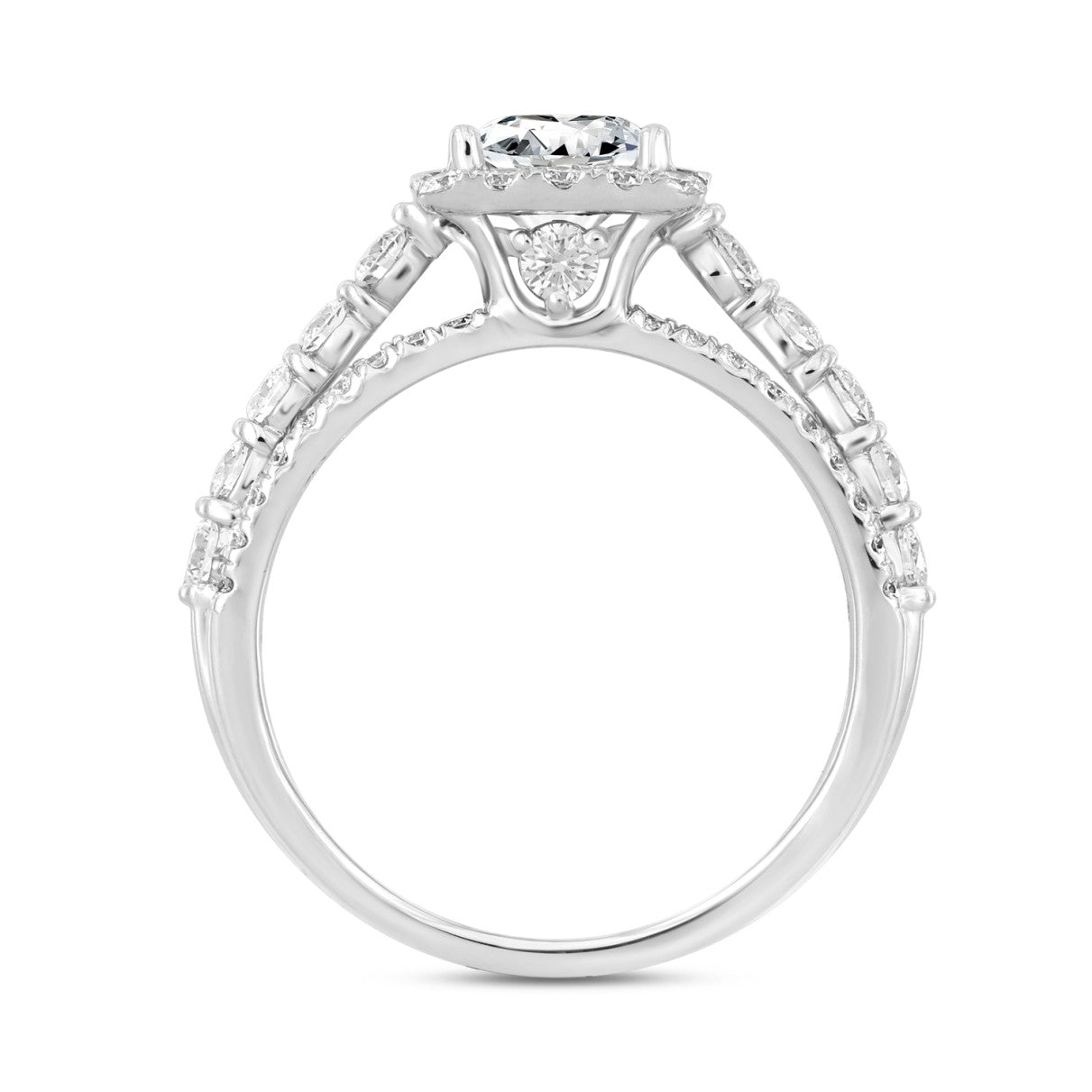 14K WHITE GOLD 2CT ROUND/PRINCESS DIAMOND LADIES RING