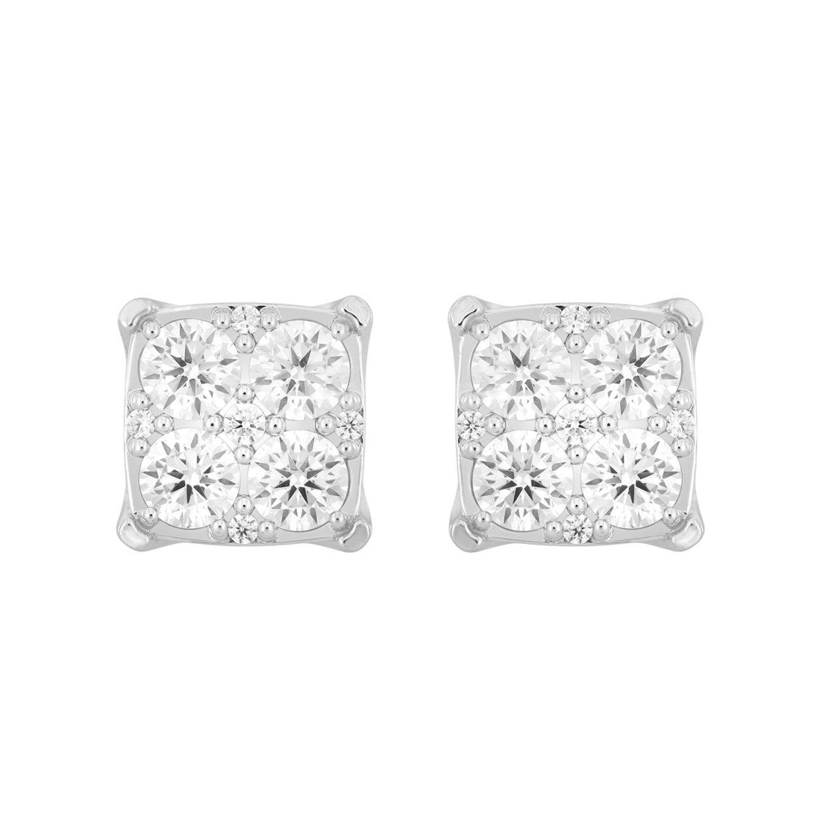 14K WHITE GOLD 3CT ROUND DIAMOND MEN'S EARRINGS 