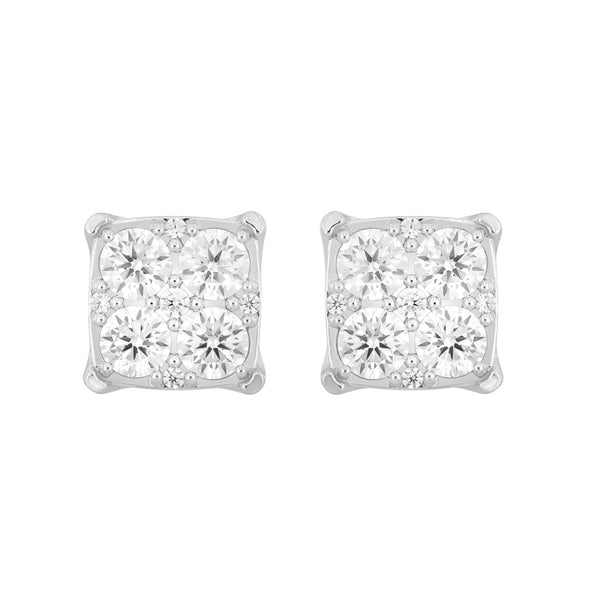 14K WHITE GOLD 3CT ROUND DIAMOND MEN'S EARRINGS 