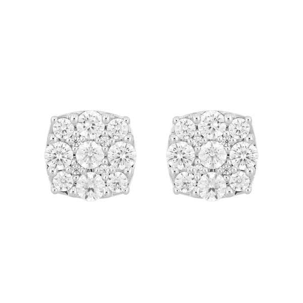 14K WHITE GOLD 2 3/4CT ROUND DIAMOND MEN'S EARRINGS 