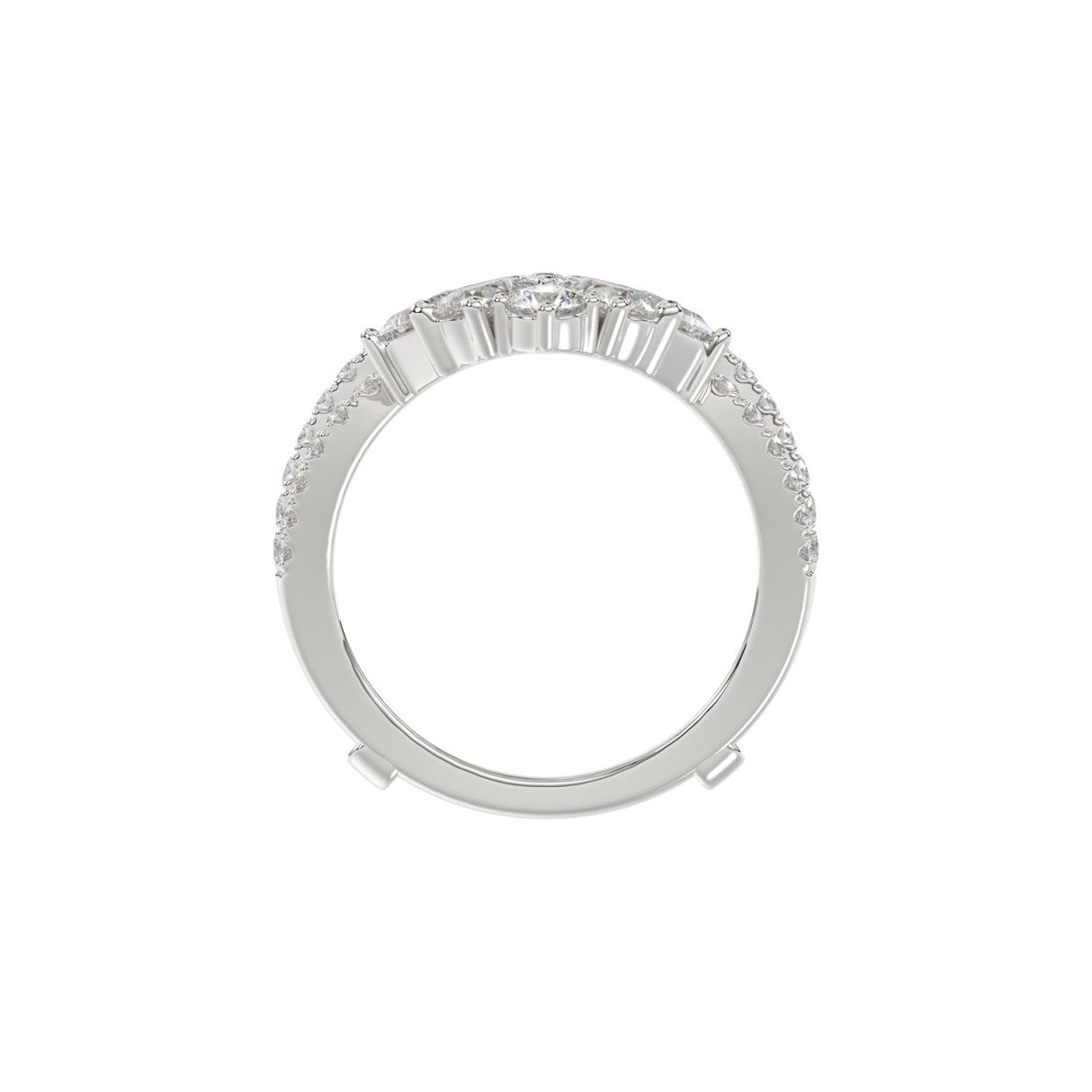 LADIES WRAP RING 2 1/2CT ROUND/PRINCESS/PEAR DIAMOND 14K WHITE GOLD