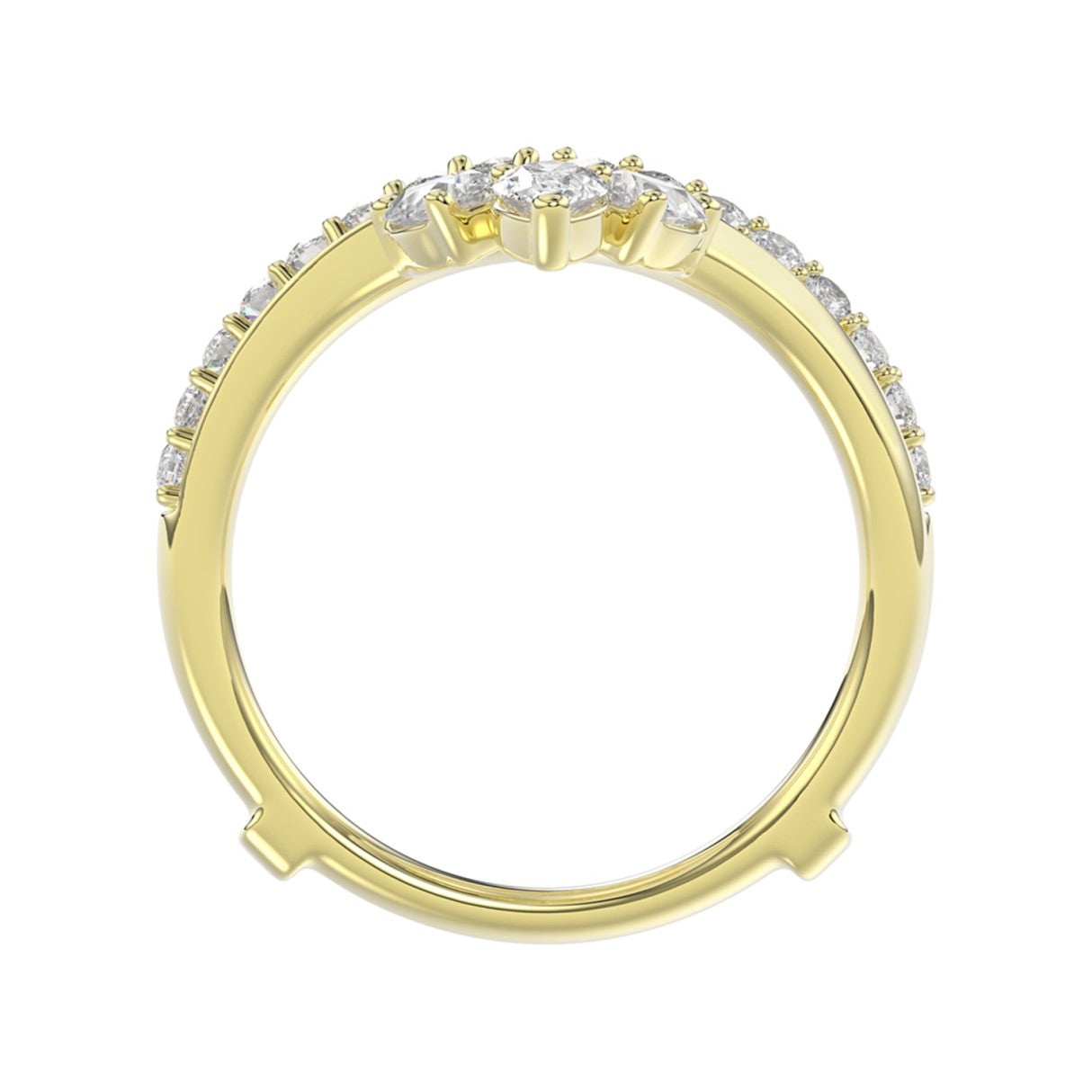 14K YELLOW GOLD 1 1/4CT ROUND/PEAR DIAMOND LADIES WRAP RING