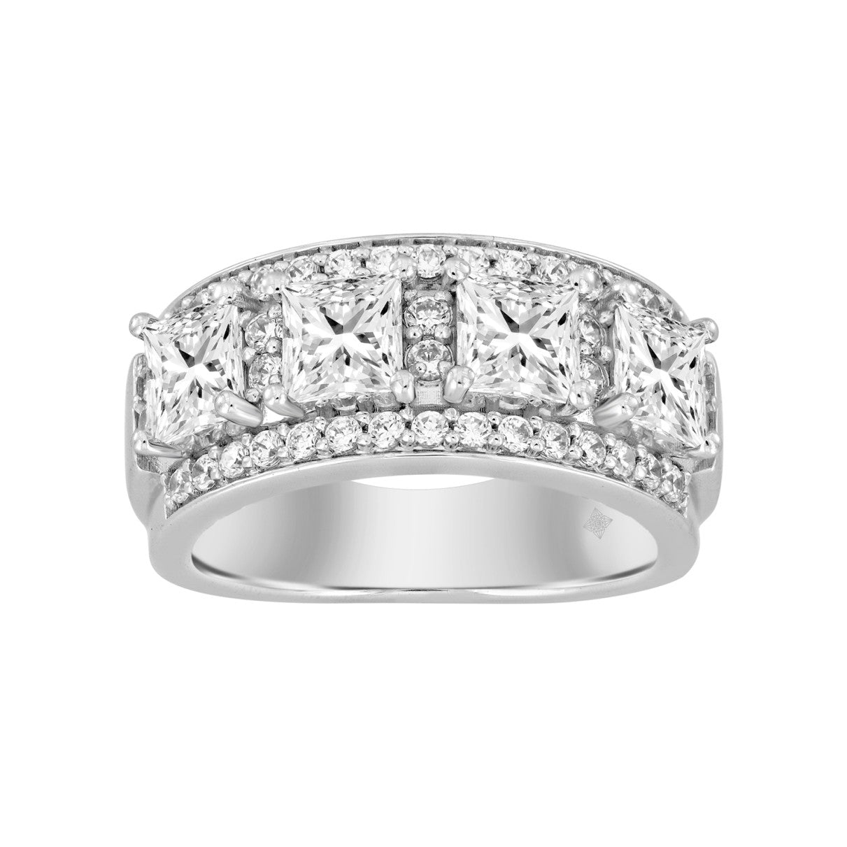 14K WHITE GOLD 2 1/2CT ROUND PRINCESS DIAMOND LADIES BAND