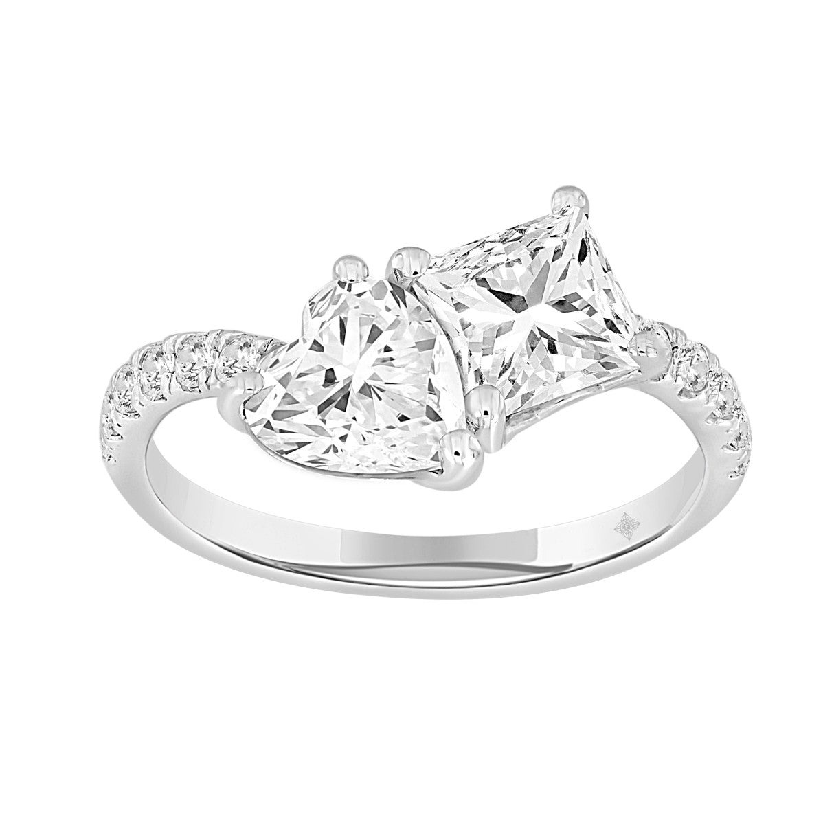 LADIES RING 2 1/4CT ROUND/HEART/PRINCESS DIAMOND 14K WHITE GOLD