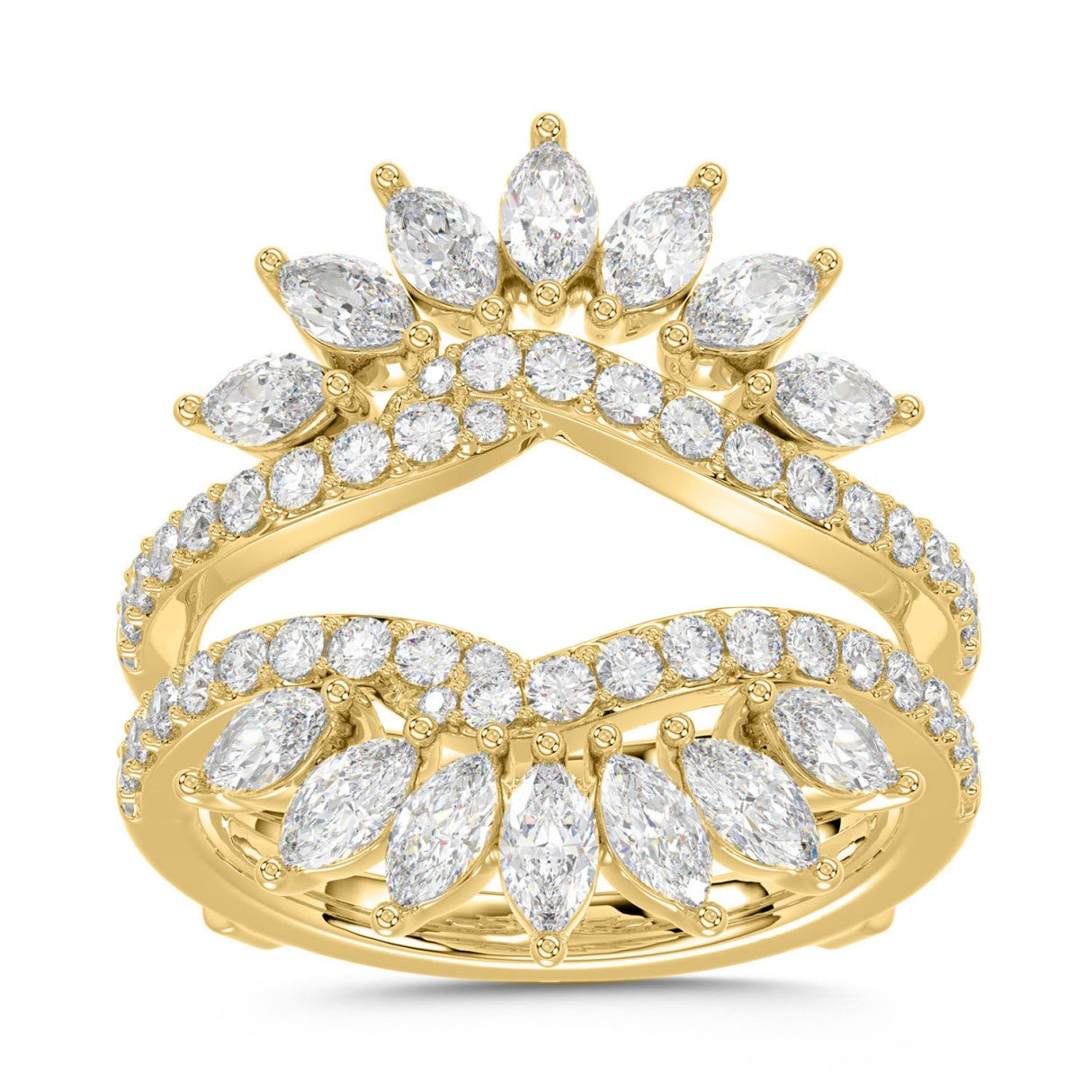 14K YELLOW GOLD 2CT ROUND/MARQUISE DIAMOND LADIES WRAP RING