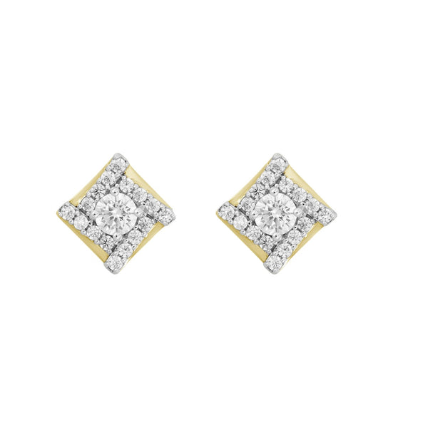 LADIES EARRINGS 1/2CT ROUND DIAMOND 14K YELLOW GOLD