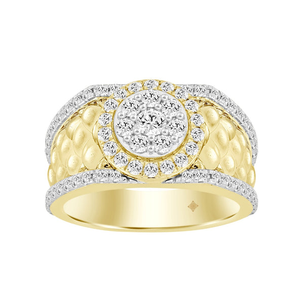 MEN'S RING 1 1/3CT ROUND DIAMOND 14K YELLOW GOLD