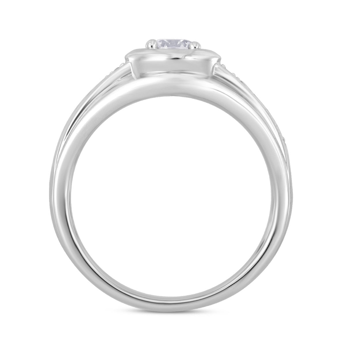 14K WHITE GOLD 3/4CT ROUND DIAMOND MEN'S RING