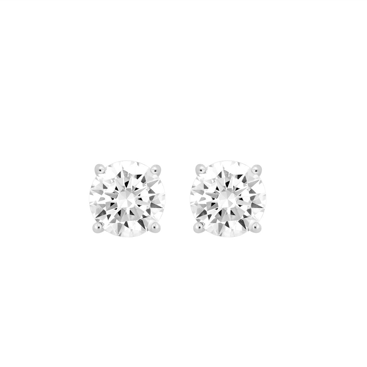 LADIES SOLITAIRE EARRINGS  4CT ROUND DIAMOND 14K WHITE GOLD (CENTER STONE  ROUND DIAMOND 2.00CT)