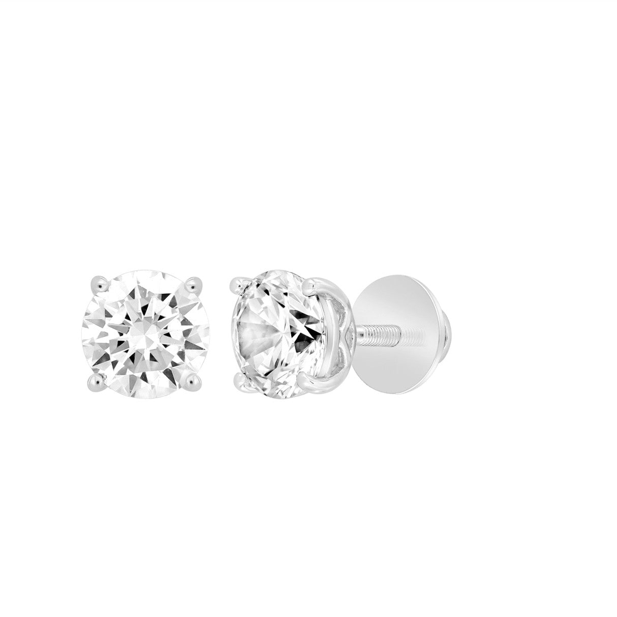 LADIES SOLITAIRE EARRINGS  4CT ROUND DIAMOND 14K WHITE GOLD (CENTER STONE  ROUND DIAMOND 2.00CT)