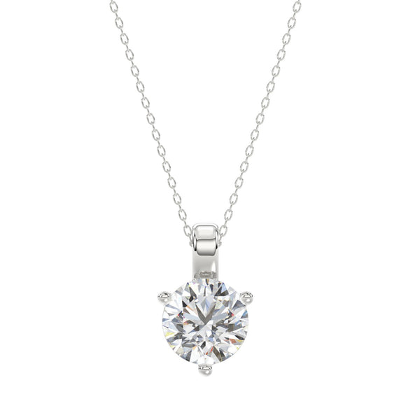 14K WHITE GOLD 1 1/2CT ROUND DIAMOND LADIES SOLITAIRE PENDANT WITH CHAIN