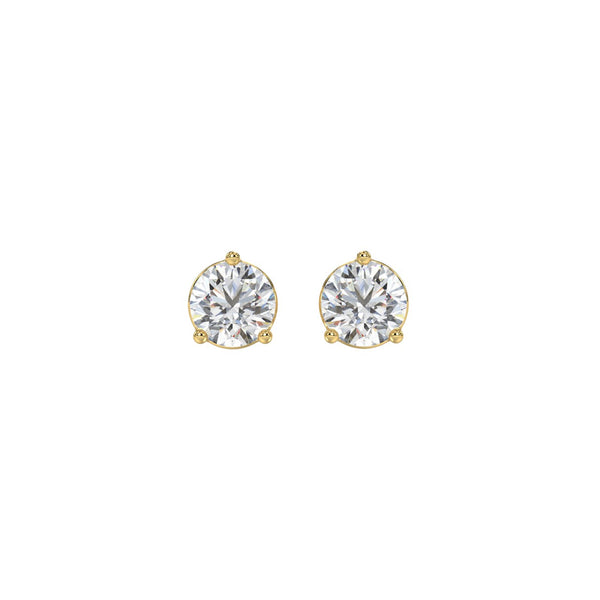 14K YELLOW GOLD 1CT ROUND DIAMOND LADIES SOLITAIRE EARRINGS 